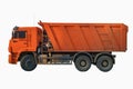 Dump truck orange color isolate on white background Royalty Free Stock Photo