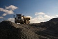 Dump Truck on the Pile of Gravel Royalty Free Stock Photo