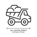 Dump truck pixel perfect linear icon