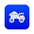 Dump truck with sand icon digital blue