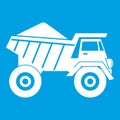 Dump truck with sand icon white