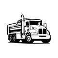 Dump truck silhouette. Black and white tipper truck vector isolated in white background Royalty Free Stock Photo