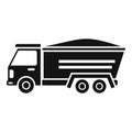 Vector illustration of a black silhouette dump truck icon isolated on white Royalty Free Stock Photo