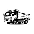 Dump Truck Silhouette Monochrome Vector Isolated