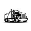 Dump Truck Silhouette. Tipper Truck Black and White Vector Isolated Royalty Free Stock Photo