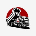 Dump Truck Silhouette Vector Art Isolated. Tipper Truck Monochrome Vector Art Illustration
