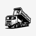 Dump Truck Silhouette Vector Art Isolated. Tipper Truck Monochrome Vector Art Illustration