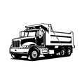 Dump truck, Tipper truck sihouette vector black and white isolated Royalty Free Stock Photo