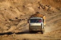 Dump truck transports sand and other minerals in the quarry