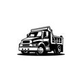 dump truck. trucking premium logo, monochrome vector