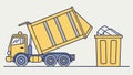 Dump Truck Unloading Garbage into a Large Container, vector design Generative AI Royalty Free Stock Photo