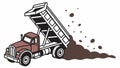 Dump Truck Unloading Soil at a Construction Site. Material Delivery. vector design Generative AI Royalty Free Stock Photo