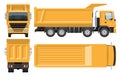Dump truck vector illustration side, front, back view