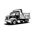 Dump truck vector side view isolated. Tipper truck vector