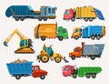 Dump trucks and loaders, construction machinery