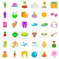 Dumpbell icons set, cartoon style Royalty Free Stock Photo