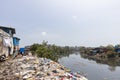 Dumped garbage on the banks of meeti river bank in Kalina area Royalty Free Stock Photo