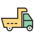 Dumper Truck Outline and Filled Isolated vector Icon that can be easily edited or modified