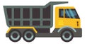 Dumper truck yellow machine icon. Industrial transport