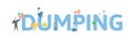 DUMPING. Concept with people, letters and icons. Flat vector illustration. Isolated on white background. Royalty Free Stock Photo