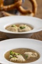 Dumpling in broth Royalty Free Stock Photo