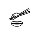 Dumpling or Gyoza with Shoyu icon. Royalty Free Stock Photo