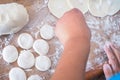 Dumpling making roll dumpling skin Royalty Free Stock Photo