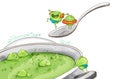 Dumpling soup funny cartoon Vector. Inspirational illustration. Cuisine menu templates