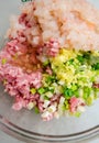 Dumplings filling- pork, shrimps and spring onion