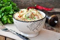 Dumplings and parsley - russian pelmeni - italian ravioli - on white plate Royalty Free Stock Photo