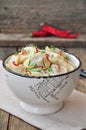 Dumplings and parsley - russian pelmeni - italian ravioli - on white plate Royalty Free Stock Photo