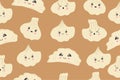 Dumplings , pierogi, vareniki, pelmeni) seamless pattern. Dumplings on background. Vector hand drawn illustration