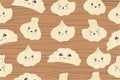 Dumplings , pierogi, vareniki, pelmeni) seamless pattern. Dumplings on background. Vector hand drawn illustration