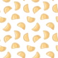 Dumplings pierogi, varenyky, pelmeni seamless pattern. Vector hand drawn illustration. Royalty Free Stock Photo