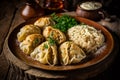 dumplings with potatoes Ukrainian traditional food Generative AI