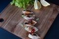 Dumplings styled with lemons and green lettuce