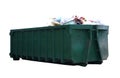 Dumpster for Demolition Removal isolated on white background. Container for garden waste and for dumping renovation waste. Metal