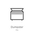 dumpster icon vector from city collection. Thin line dumpster outline icon vector illustration. Outline, thin line dumpster icon Royalty Free Stock Photo