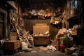 dumpster overfilled with cardboard and paper recycling