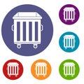 Dumpster on wheels icons set Royalty Free Stock Photo