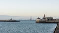 Dun Laoghaire Harbour`s East Pier Lighthouse in Dublin, Ireland