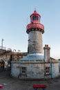 Dun Laoghaire Harbour`s East Pier Lighthouse in Dublin, Ireland