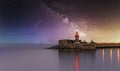 Dun Laoghaire Pier - East and West Pier Lighthous Royalty Free Stock Photo