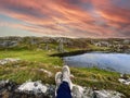 Dun Lough castle, the fort of the lake, is perched on the edge of 100 metre cliffs on the western headland above Mizen Head