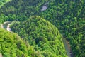 Dunajec River in sunny summer day. Aerial view, Pieniny mountains, Poland Royalty Free Stock Photo