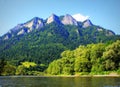 Dunajec river and Three Crowns peak in Pieniny mountains at summer, Poland Royalty Free Stock Photo