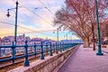 Dunakorzo is a pleasant pedestrian promenade along Danube river, Budapest, Hungary Royalty Free Stock Photo