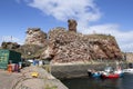 Dunbar harbor and castle view