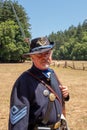 Duncan Mills, California, July, 15, 2018: A man playing the part of proud looking soldier of the Union Army during the reenactment