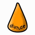 Dunce hat. Doodle icon. Cartoon hand-drawn style. Isolated on white